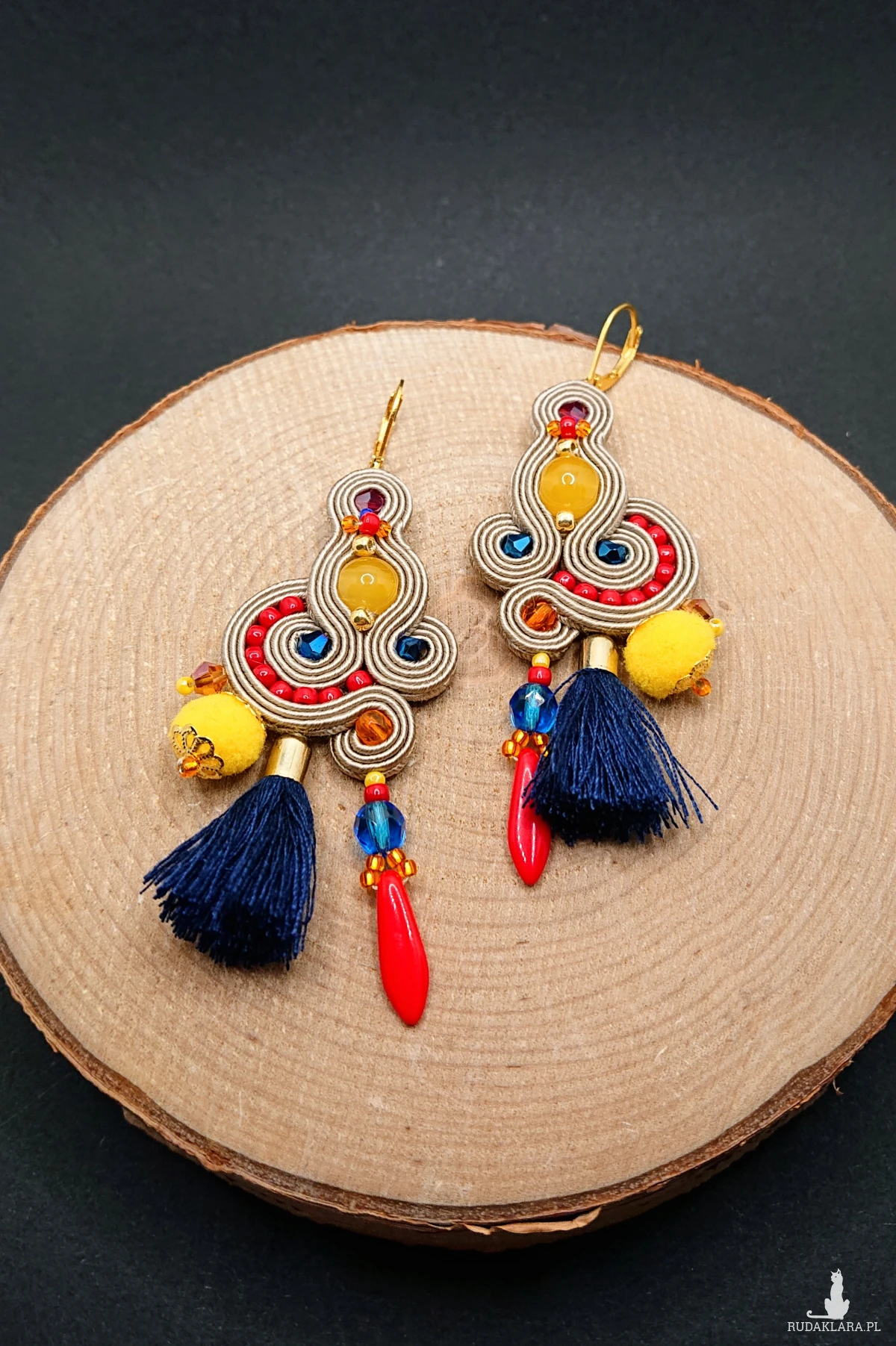 BEŻOWO-KOLOROWE KOLCZYKI SUTASZ W STYLU BOHO 13